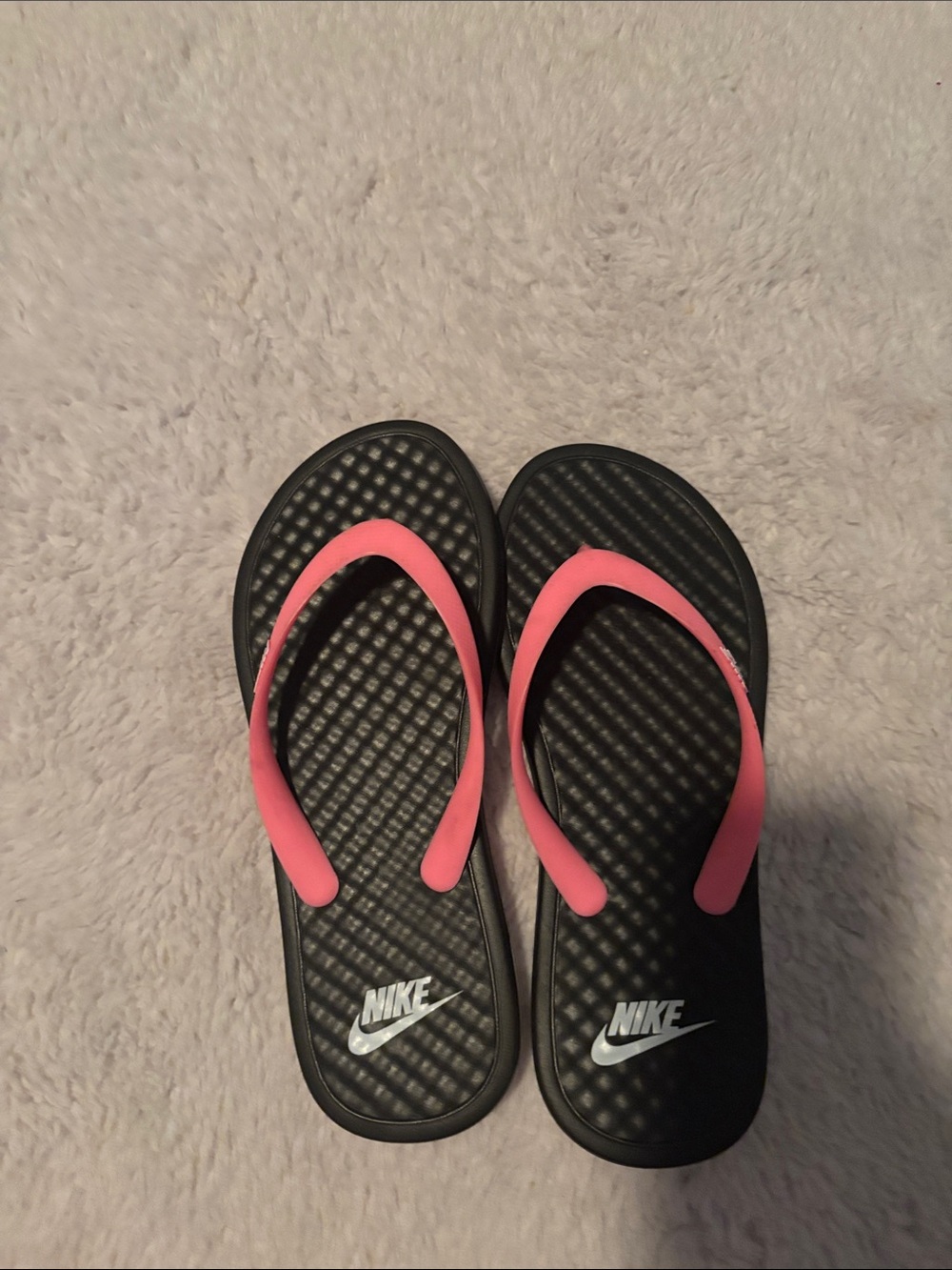Nike Black Flip Flop Sandals with Pink Straps